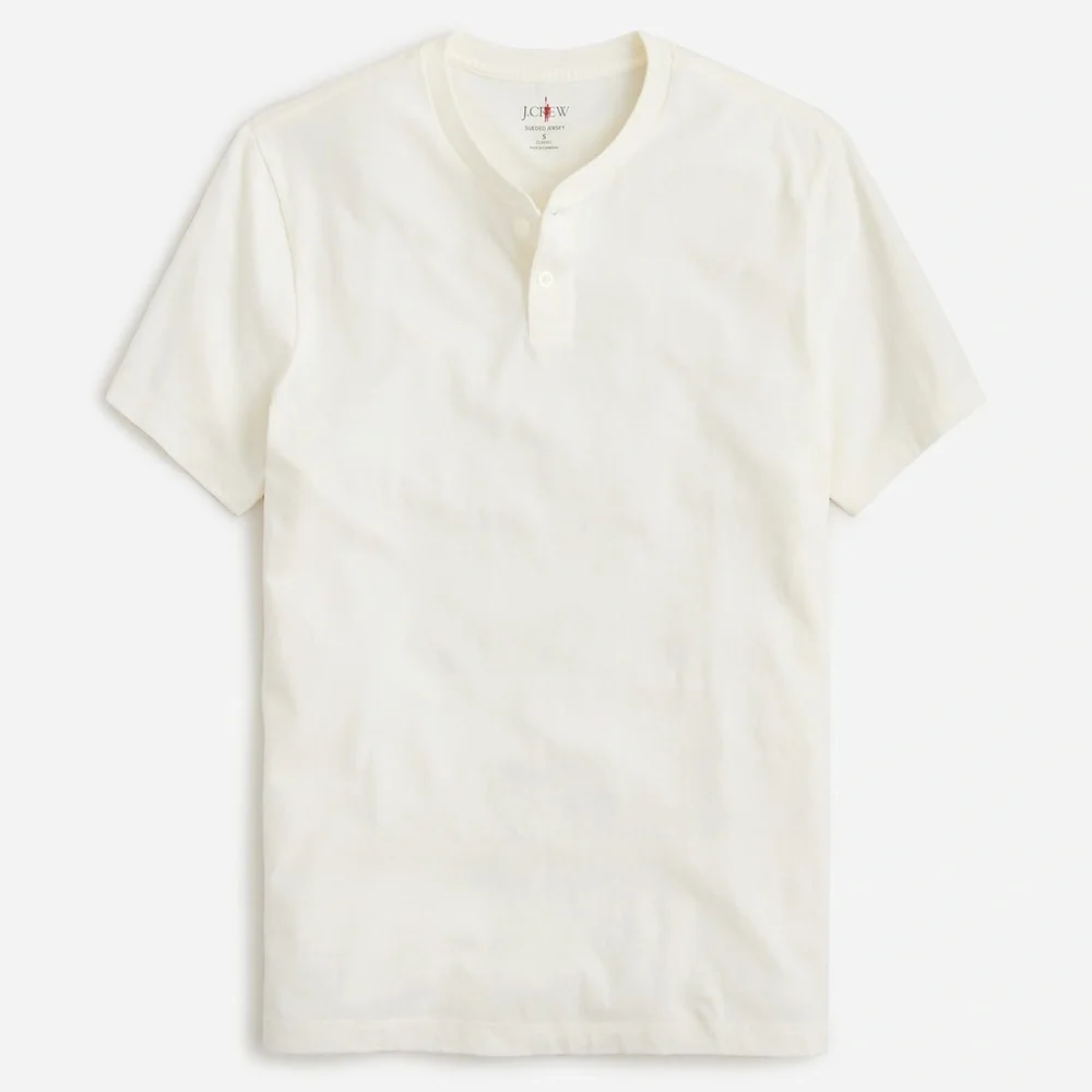 J. Crew Men Short-sleeve sueded cotton henley Shirt Size Large